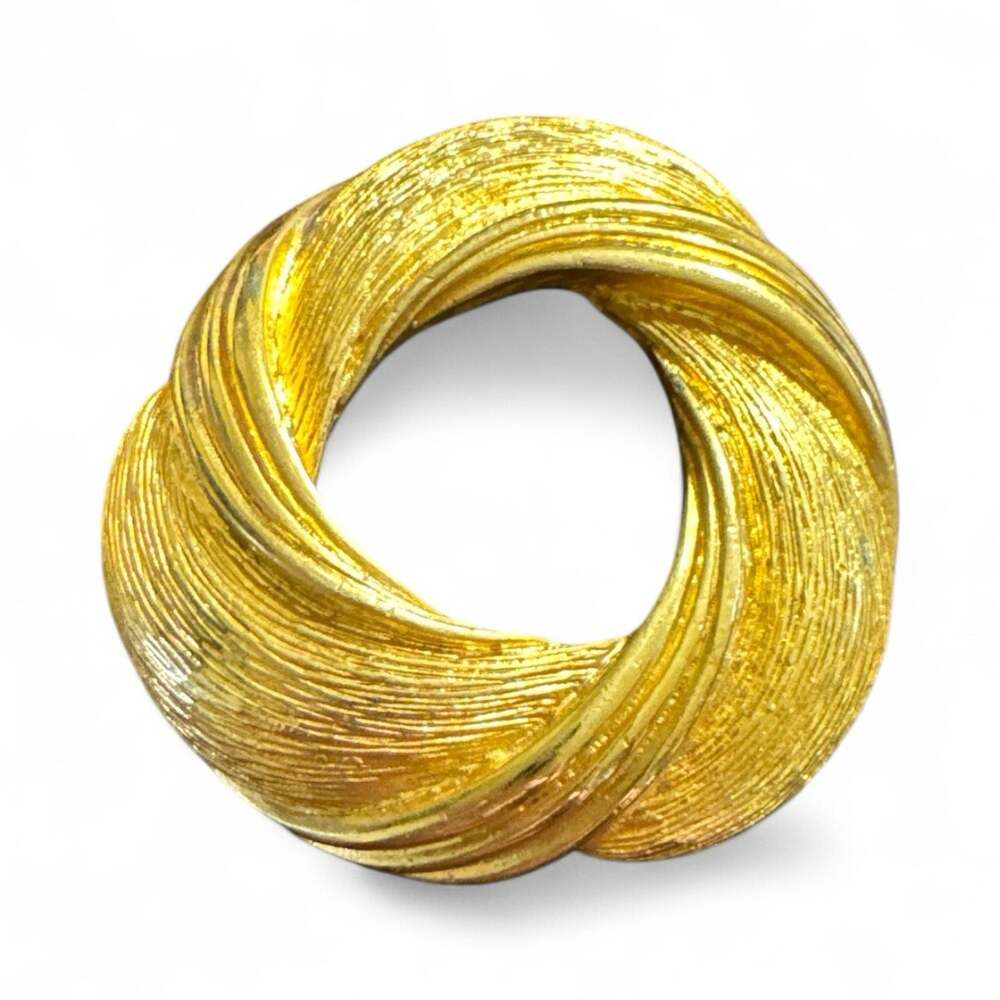 Vintage Brooch Pin Gold Tone Textured Chunky
